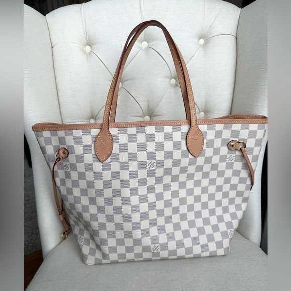 Louis Vuitton Neverfull MM - Damier Azur - Rose Ballerine - Picture 8 of 10